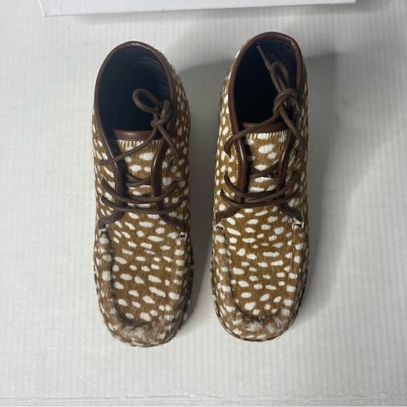 Re/Done Creepe Lace up bootie in polka dot Calf Hair new - Picture 2 of 9